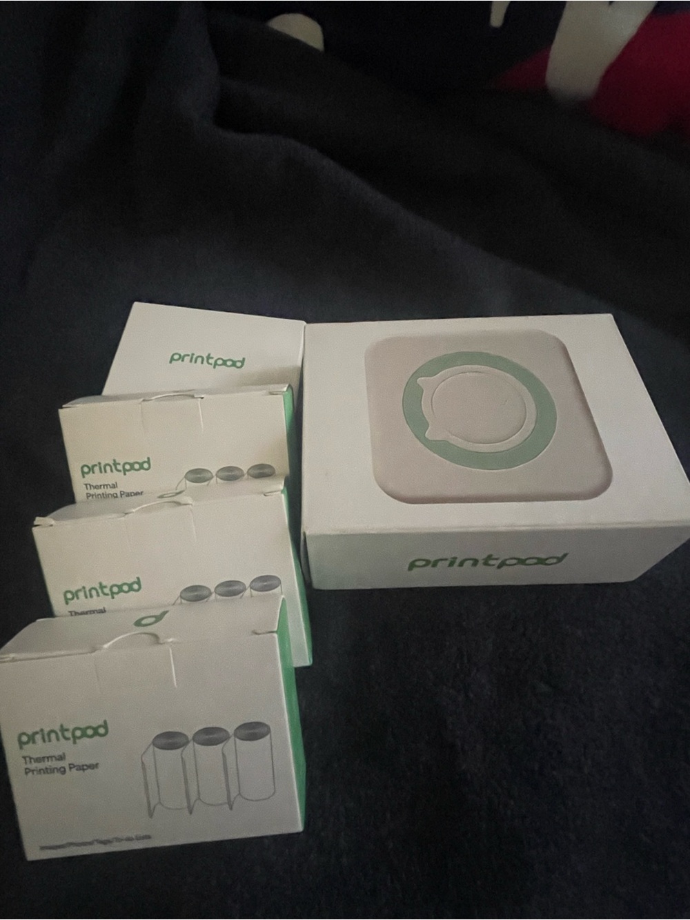 Printpod Portable Thermal Printer with Paper Rolls - White and Mint